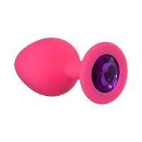 Анальная пробка с пурпурным кристаллом. Lola Toys Emotions Cutie Medium, розовая