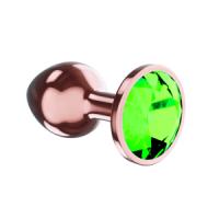 Lola Games Diamond Emerald Shine S, розовое золото/зеленый. Анальная пробка с кристаллом