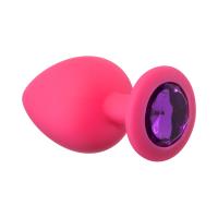 Анальная пробка с пурпурным кристаллом. Lola Toys Emotions Cutie Large, розовая