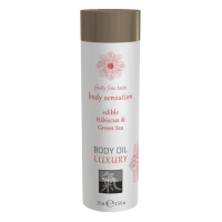Shiatsu Body Oil Luxury edible Hibiscus & Green tea, 75 мл.  Съедобное масло для тела, Гибискус и Зеленый чай