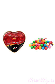 Plaisirs Secrets Massage Candle Heart Bubble Gum, 35мл. Свеча массажная с ароматом Бабл Гам