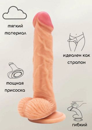 Lola Games Nudes Reliable, телесный. Фаллоимитатор с мошонкой на присоске