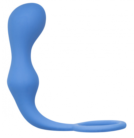 Эрекционное кольцо с анальной пробкой Double Pleasure Anal Plug Blue