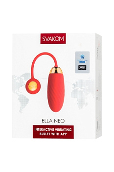 Виброяйцо Svakom Ella NEO, приложение, силикон, красный, 21,5 см